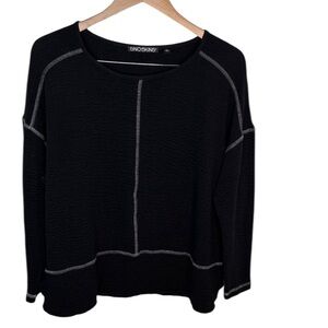 Snoskins Back Crinkle 3/4 Sleeve Oversized Shirt Women Size M